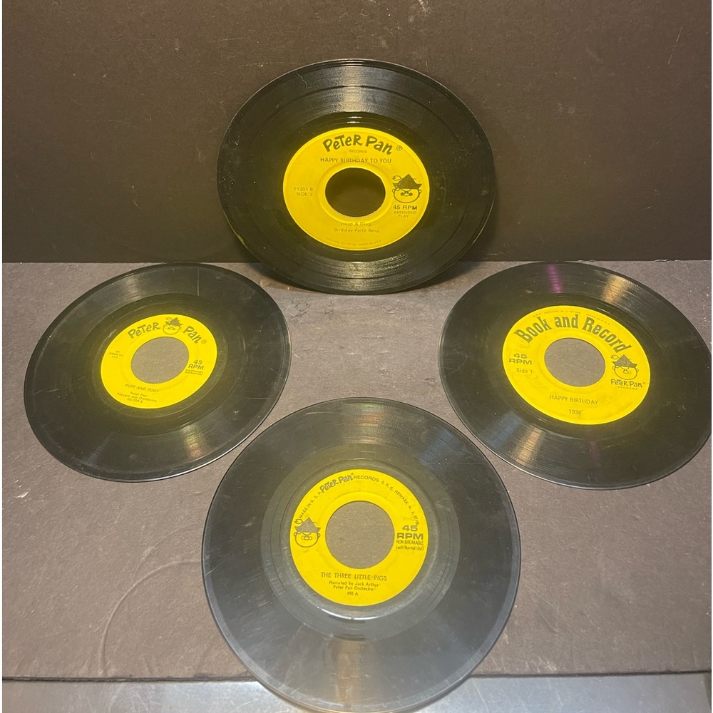 4 Vintage Peter Pan Vinyl 45 7” Records
